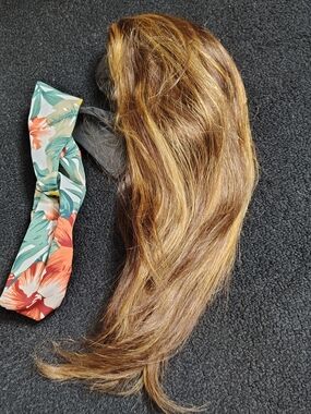 Ombre Highlight Headband Wig Human Hair Straight 14 inch